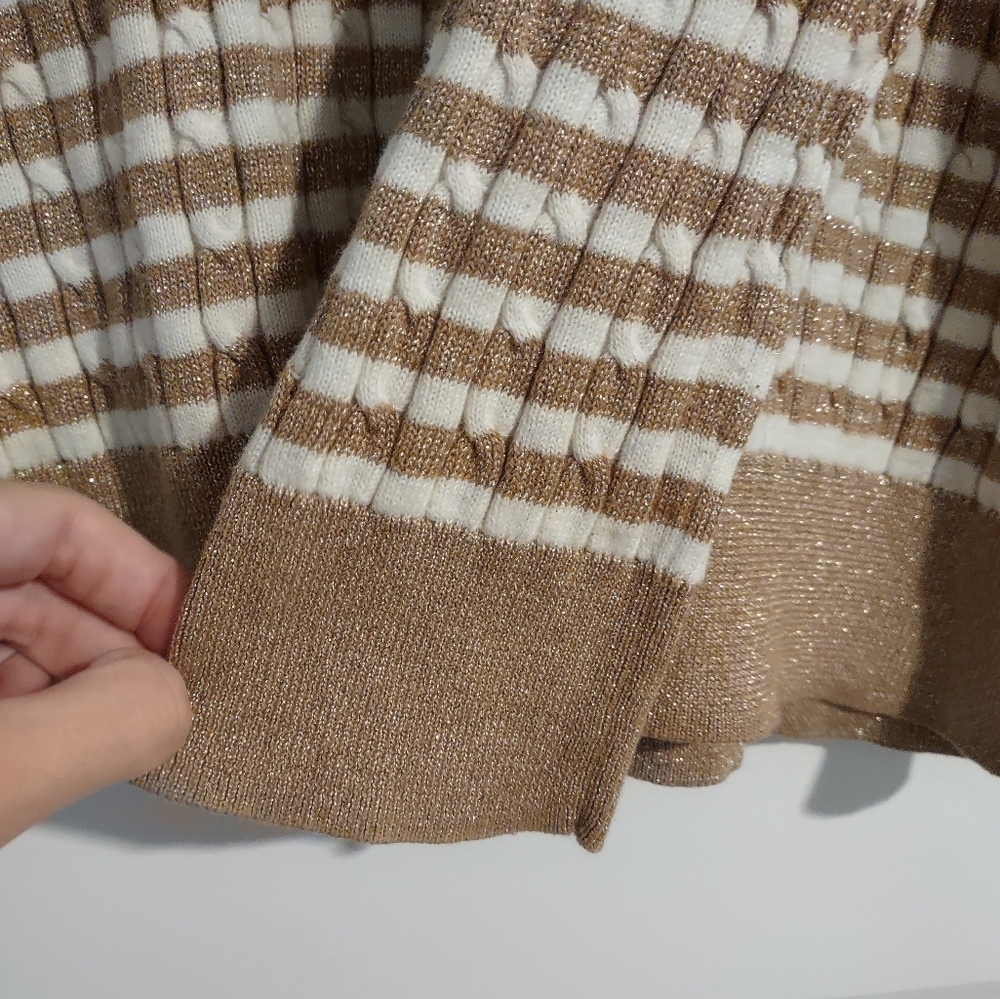 Talbots Metallic Striped Cable Knit Sweater - Picture 5 of 10